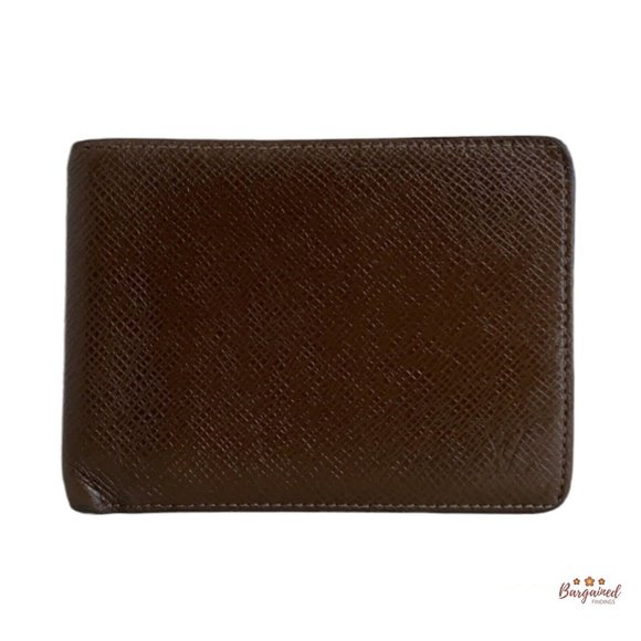 Authentic LOUIS VUITTON Brown Taiga Leather Multiple Bifold Wallet CT1004 - Picture 1 of 12